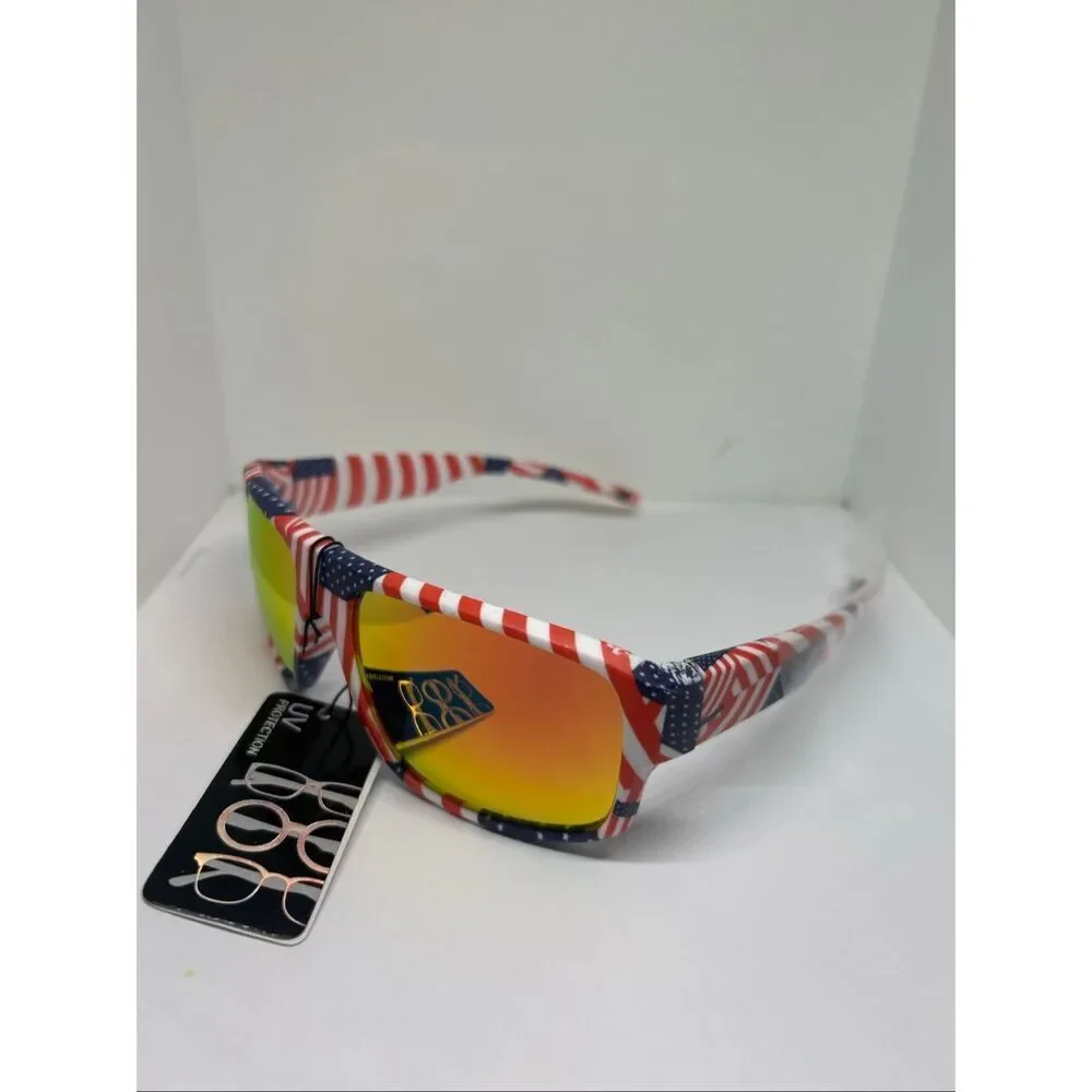 Men’s Patriotic American Flag Sunglasses Mirrored Lens UV Protection